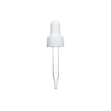White PP dropper with 64mm pipette for 15ml bottles, non-CRC
