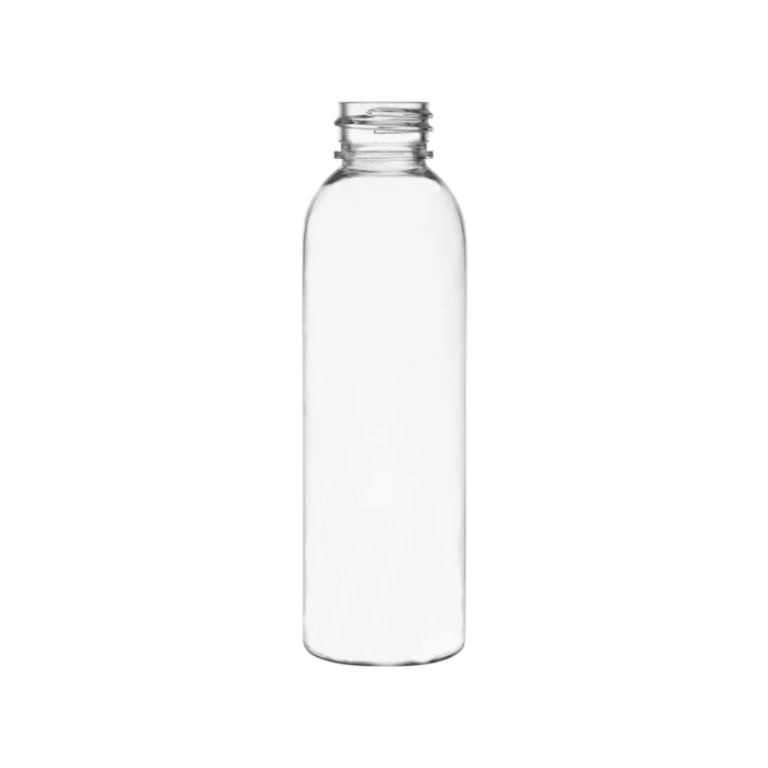 Clear plastic bottle on a white background