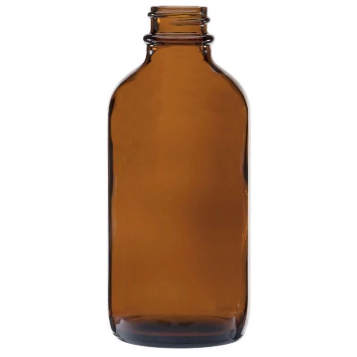 120ml (4 oz) Amber Boston Round Glass Bottle – 22-400 Neck (128 pcs)