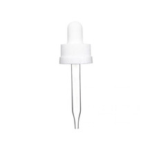 White child-resistant CRC dropper with 66mm pipette, 18-400 size
