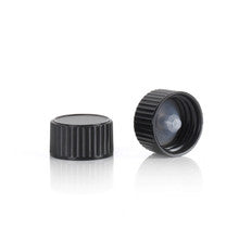 Black ribbed screw cap with polycone liner, 20-400 size