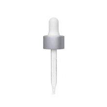 Matte silver glass dropper with white bulb for 1 oz bottles