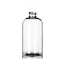 500ml clear PET squat Boston Round bottle with 28-410 neck