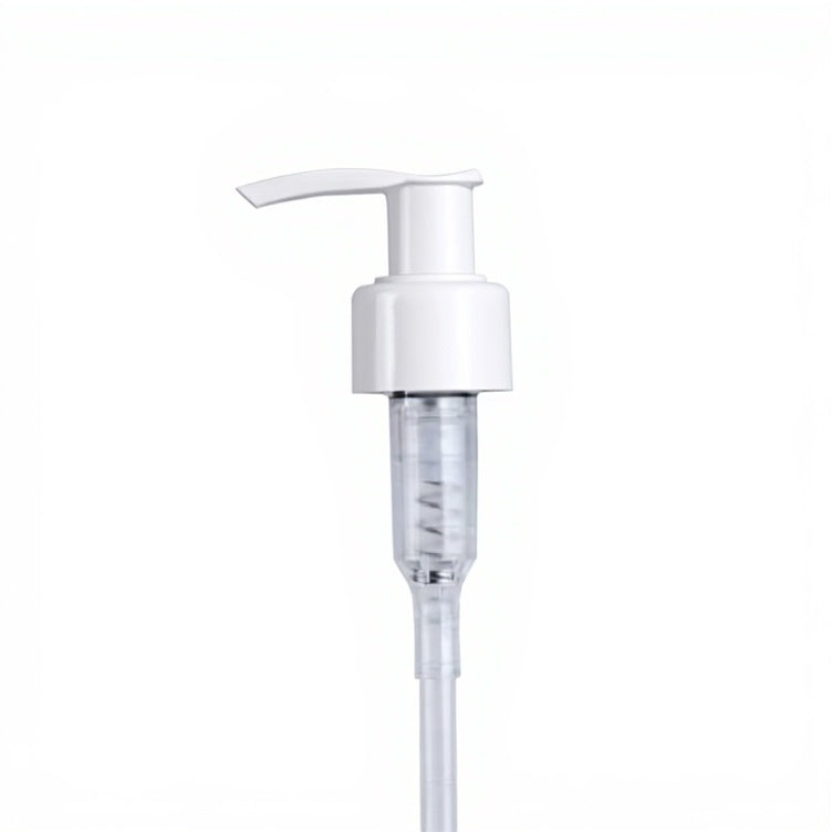 White Smooth Skirt Lock Saddle Head Lotion pump with white background