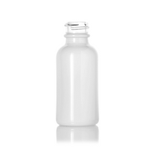 30ml glossy white coated Boston Round glass bottle, 20mm neck